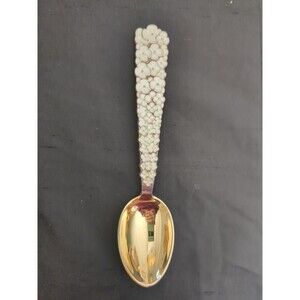 A Michelsen Christmas Snow Flower Spoon, Danish Silver, Gilded Bowl, 6.25" 1956